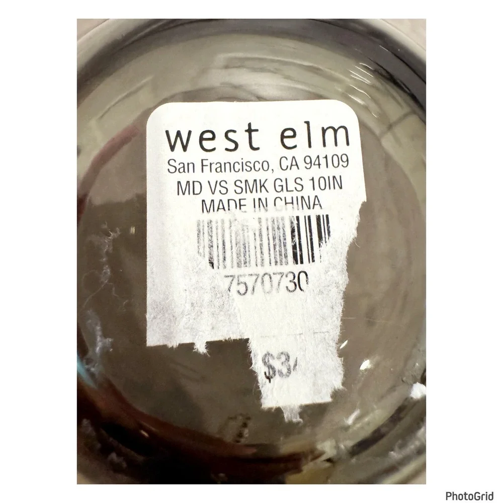 West Elm Matte Dark Smoke Glass Vase 10